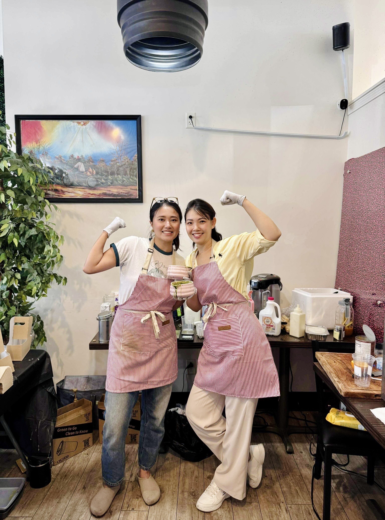Trang and Ritu celebrating the second pop-up